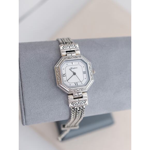 Brighton Saratoga Watch Silver Plated Multichain Band Square Face Quartz 7-8" - Picture 1 of 6